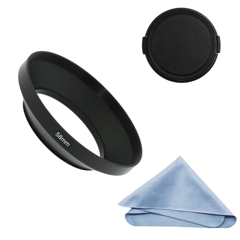 SIOTI 58mm Lens Hood, Oxidation Matte Anti Reflective Treatment, Aluminum Alloy, with 1 * 72mm Lens Cap, Compatible with Sony/Canon/Nikon/Fuji etc >16mm Camera Lens - Image 1